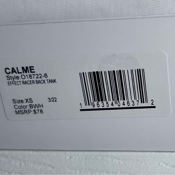 NWT JOHNNY WAS Calme Effect Racerback Tank- White/ Size X-Small - Picture 8 of 8